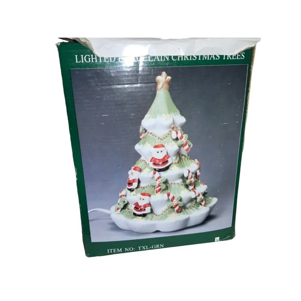 Light Ceramic Porcelain Christmas Tree with Teddy Bears Santa Candy Canes - Picture 8 of 8